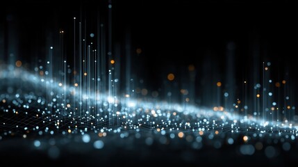 Abstract Blue Digital Background With Glowing Particles And Lines