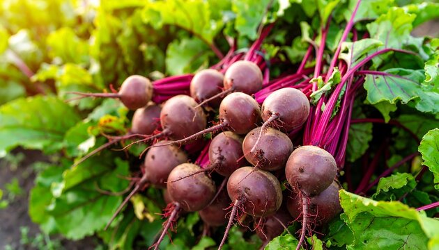 Fresh beetroots in the field - Powered by Adobe