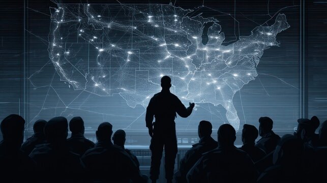 Military briefing on us map projection