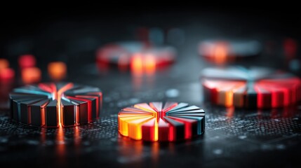 Abstract 3D Pie Chart Data Visualization Red Orange Black Background