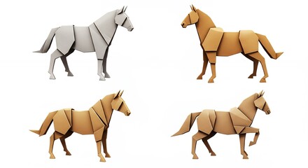 Origami horses set