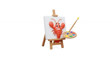 Painted lobster on easel