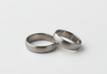 Two Simple Wedding Bands on White Background