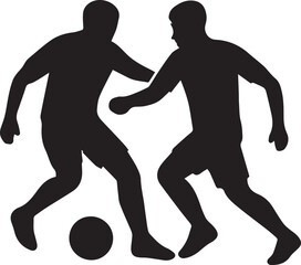 Silhouettes of two men playing soccer football players