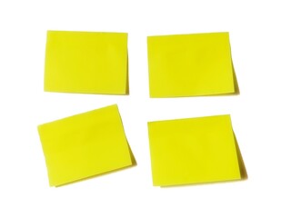 Blank yellow sticky note isolated on white background with clipping path. Yellow sheets for notes. Sticky note paper with shadow. 