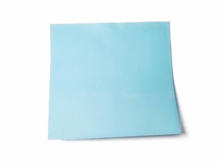 Blank blue sticky note isolated on white background with clipping path. Blue sheets for notes. Sticky note paper with shadow. 