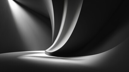 Abstract Gray Scale Swirling Shapes With Dramatic Light And Shadow