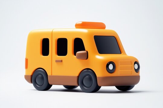 Orange toy van, simple design, light background - Powered by Adobe