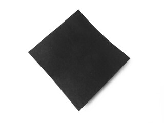Blank black sticky note isolated on white background with clipping path. Black sheets for notes. Sticky note paper with shadow. 