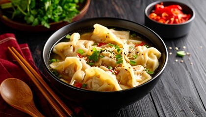 Wonton Soup, Dumpling Soup, Or Pangsit Kuah.