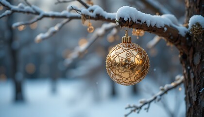 christmas ball in the snow