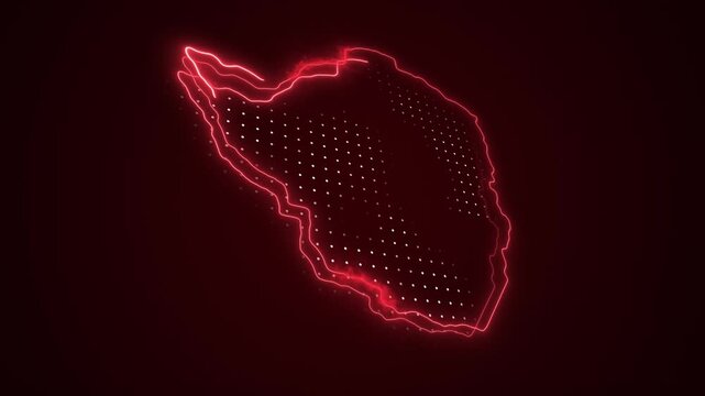 3D Neon Red Zimbabwe Map Borders Outline Loop Background