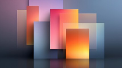 Abstract Geometric Design With Overlapping Colorful Squares