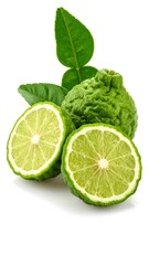 Fresh bergamot citrus fruit with leaves