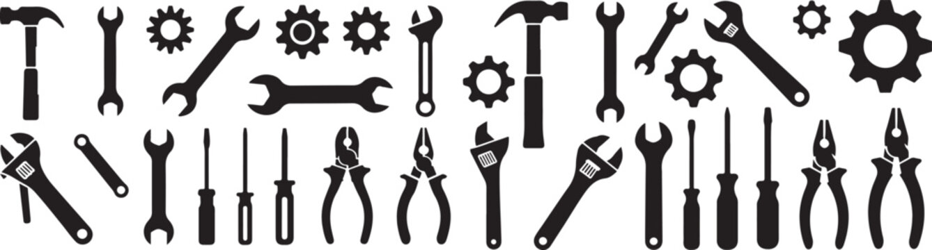 High-quality vector illustration of various mechanical tools.  Mechanical elements vector set