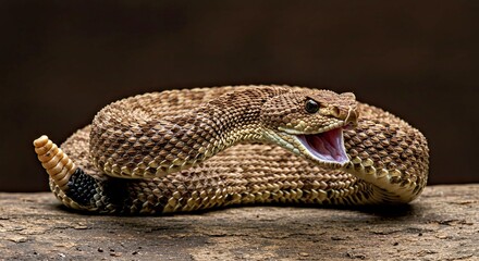 Obraz premium Dangerous Rattlesnake Ready to Strike Coiled Threatening