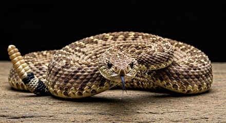 Obraz premium Menacing Rattlesnake Poised for Attack Venomous Serpent