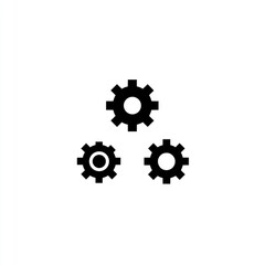 Obraz premium Three black gears arranged in a hierarchical pattern