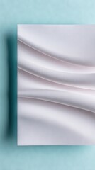 White Fabric Texture with Soft Waves on Pastel Blue Background