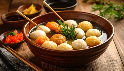 Oden Claypot, Japanese Warm Soup With Various Fish Balls.