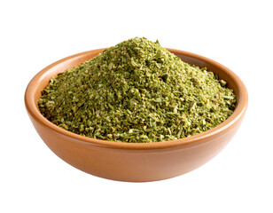 bowl of oregano powder isolated on transparent png