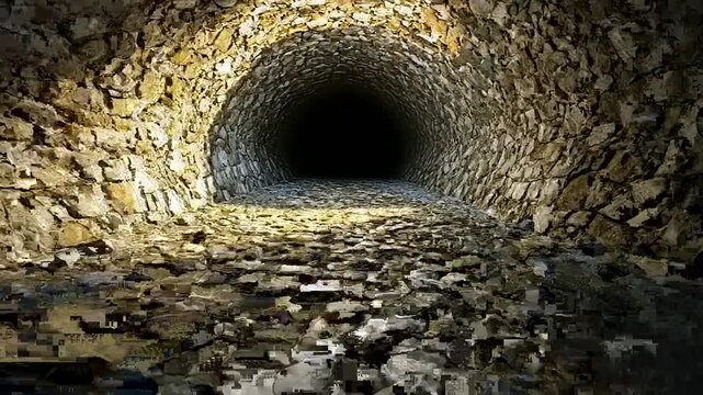 Mysterious stone tunnel vision: A dim light in an age-old passageway