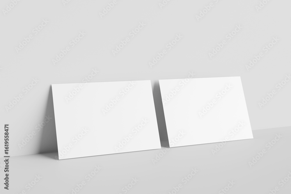 Poster blank postcard mockup isolated on gray background