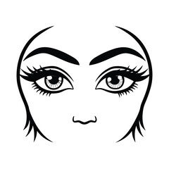 Fototapeta premium beautiful female eyes with big lashes and eyebrows 