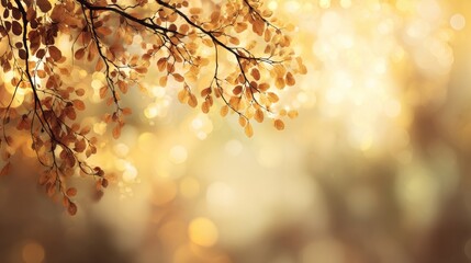 Fall background with a soft bokeh of golden and amber lights