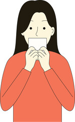 Illustration of Woman Reading Paper with Surprise