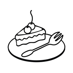 cake on plate with spoon clipart
