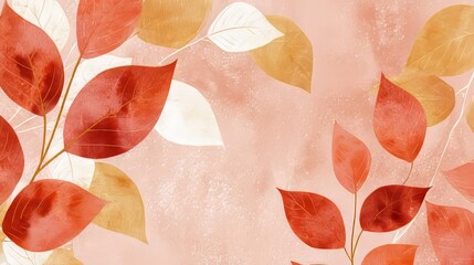 Orange, deep red, and yellow, light texture, falling leaves 