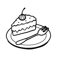 cake on plate with spoon clipart