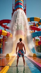 man in waterpark