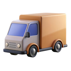 3d rendered cartoon delivery truck isolated on transparent background