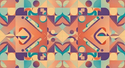 Abstract Geometric Pattern Retro Modern Tile