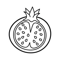 cut pomegranate outline illustration