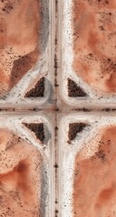 Fototapeta premium Aerial view of a crossroads in arid landscape