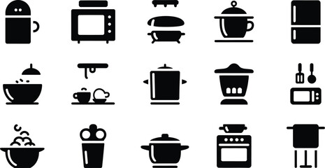 Kitchen appliances black icons