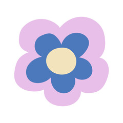 Organic naive floral design element. 60s, 70s, hippie, groovy style. Abstract flower, isolated on a white background. The botanical banner