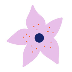 Organic naive floral design element. 60s, 70s, hippie, groovy style. Abstract flower, isolated on a white background. The botanical banner