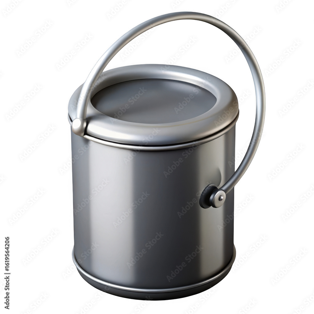 Aufkleber 3d rendered metallic bucket with handle isolated on transparent background