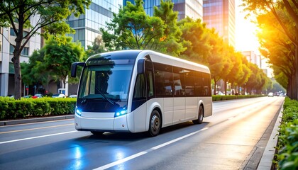 Fototapeta premium Modern bus on city street (1)