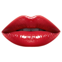 Classic Red Lips for a Valentine's Day or a Party Look, Cut Out, Clipping Path Isolated on a Transparent PNG Background.