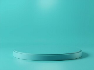 Minimalist teal podium stage with spotlight and soft background