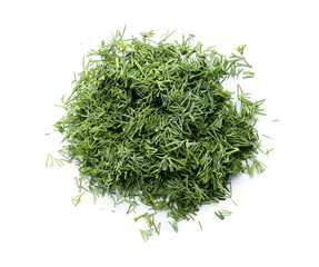 Heap of cut fresh dill on white background