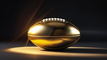 Obraz premium Golden American Football Under Spotlight on Dark Background