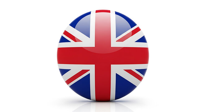 Shiny 3d render of the united kingdom flag isolated on white