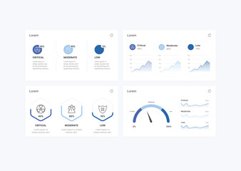 Set of Vector Donut and Radial Charts with Detailed Status Categories – Includes Risk Assessment, Open and Closed States for Professional Business Reporting and Data Insights