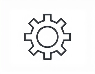 Settings / Gear Icon &ndash; Minimalist Outline Vector, White Background, No Shadows